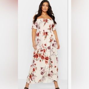 Plus floral off the shoulder maxi dress